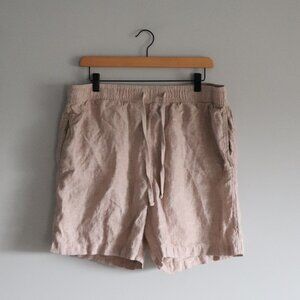 Panama Jack 100% Linen High Waist Lrg Cream‎ Flat Front Elastic Bermuda Shorts